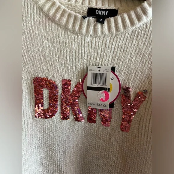 New DKNY Pink Sequin Logo Knit - Picture 4 of 4